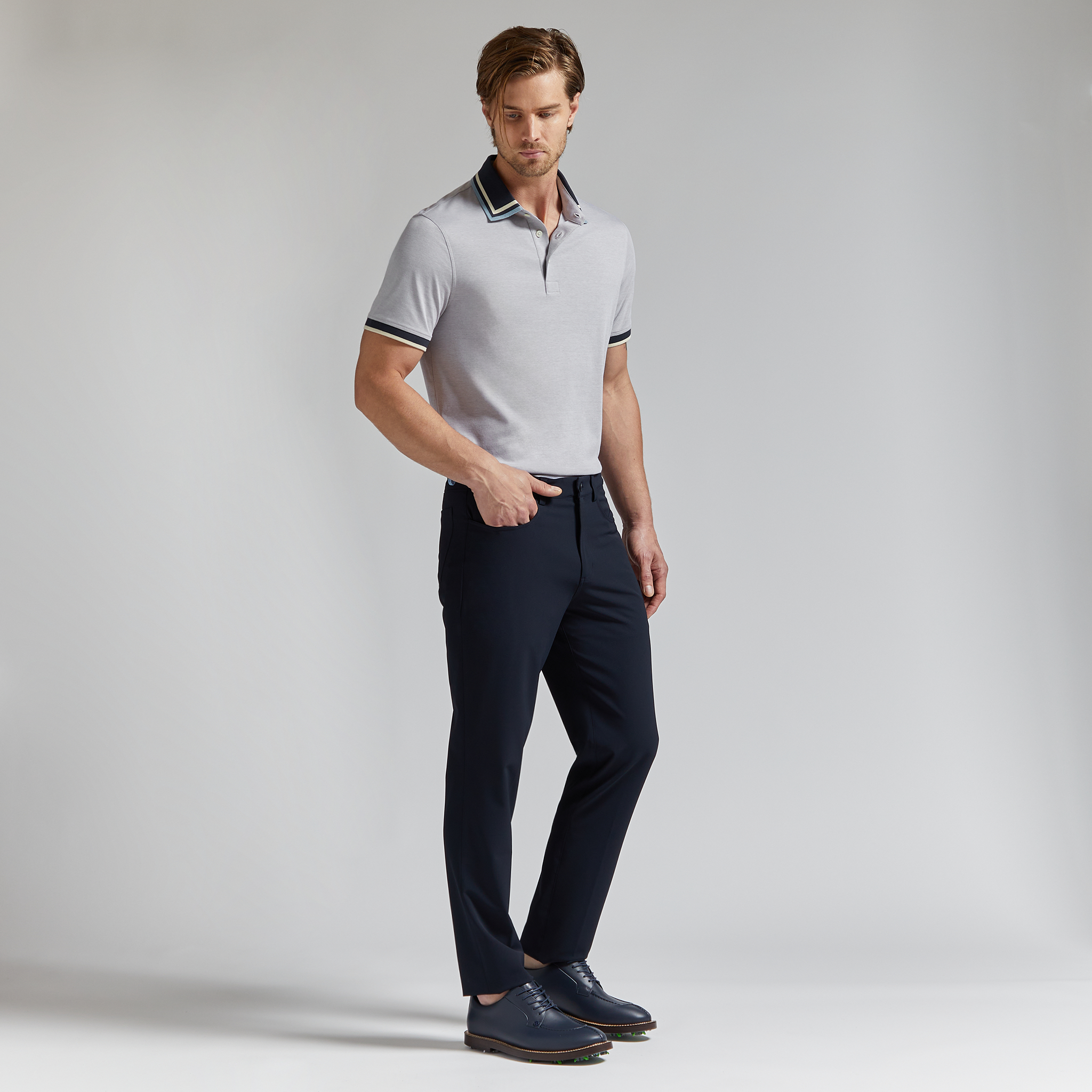 G/FORE X MR P. CONTRAST TECHNICAL COTTON BLEND POLO