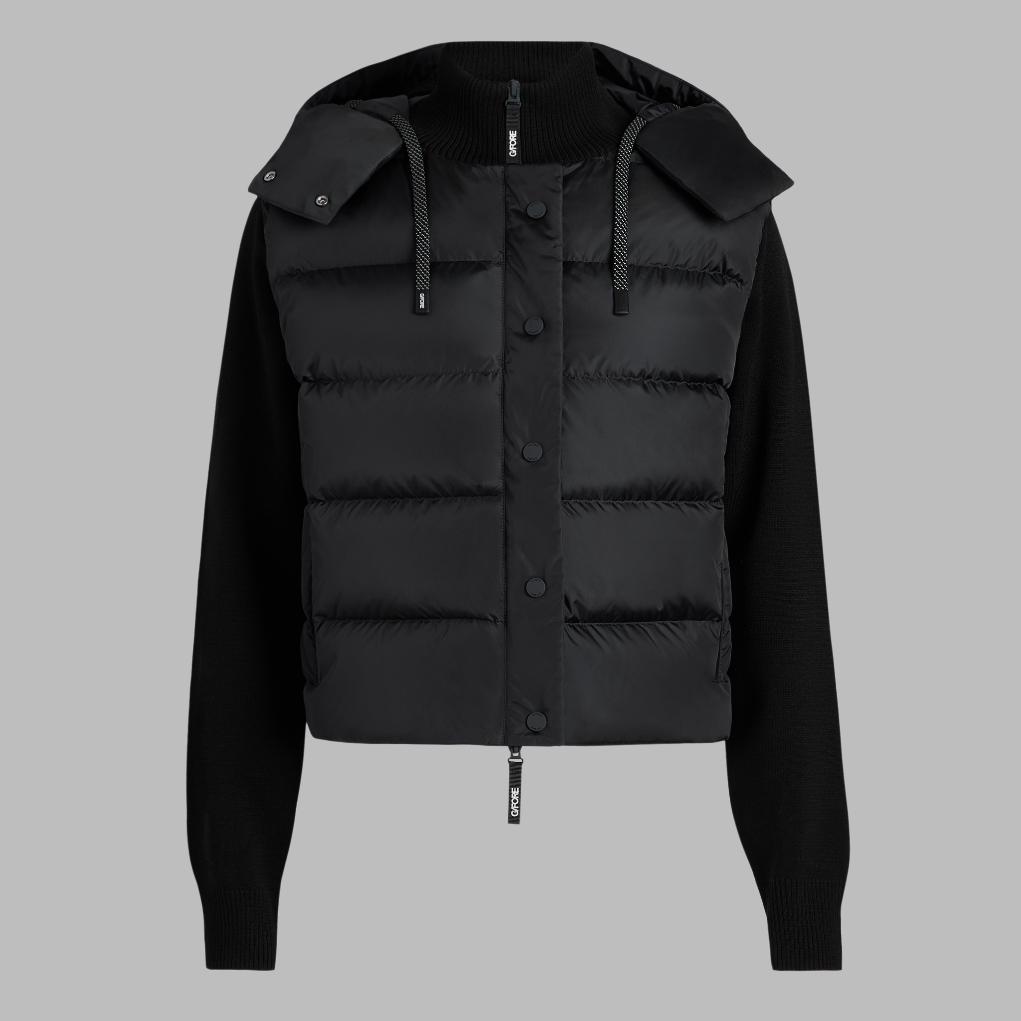 ◇hug your skin◇ Detachable Round Jacket Charcoal DOWN FILLED HYBRID QUILTED OPS JACKET |WOMEN'S JACKETS
