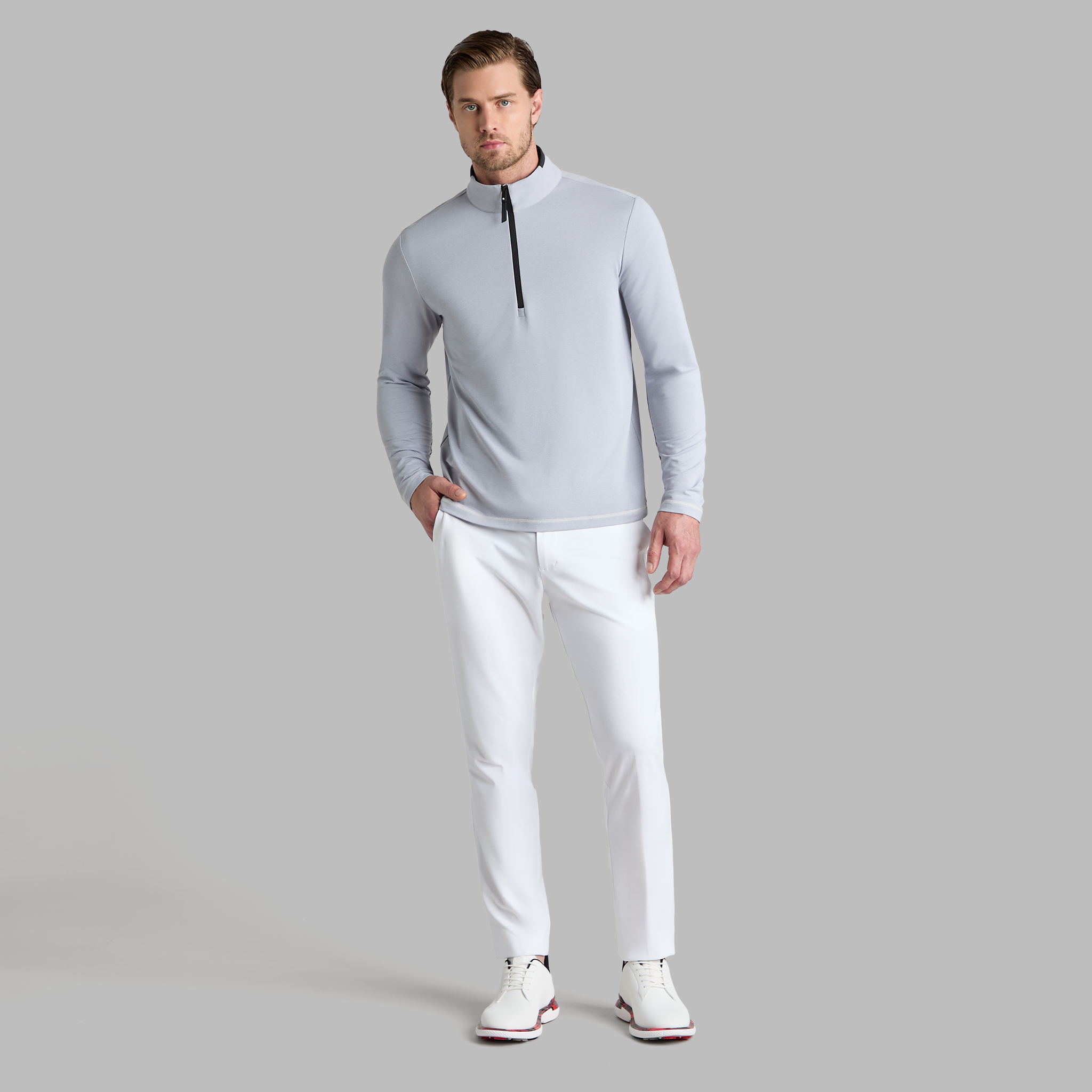 メンズウェア FIDES GOLF BRUSHED BACK FREEZE HALF ZIP Mens Silicon Tek Scuba Everyday Half Zip - HZM93818 – 90 Degree by